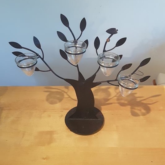 NWOT Metal Tree 4-Candle Holder Indoor and Outdoor - Picture 2 of 5